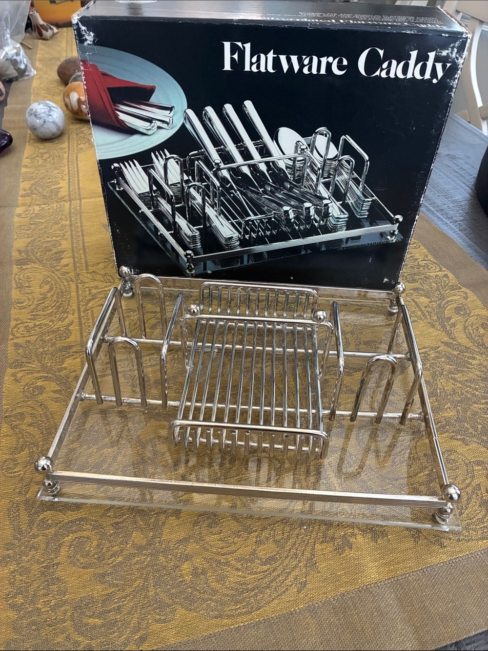 Vintage Leonard Silverplate Flatware Caddy with Original Box
